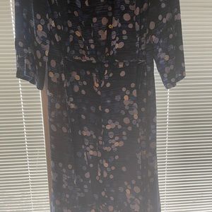 Shades of blue wrap dress.